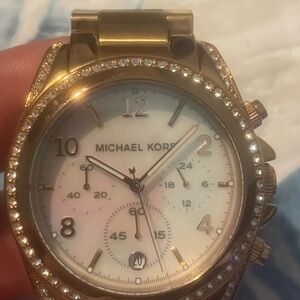 Michael Kors Gold-Tone Watch with Crystal Details. Needs Battery.